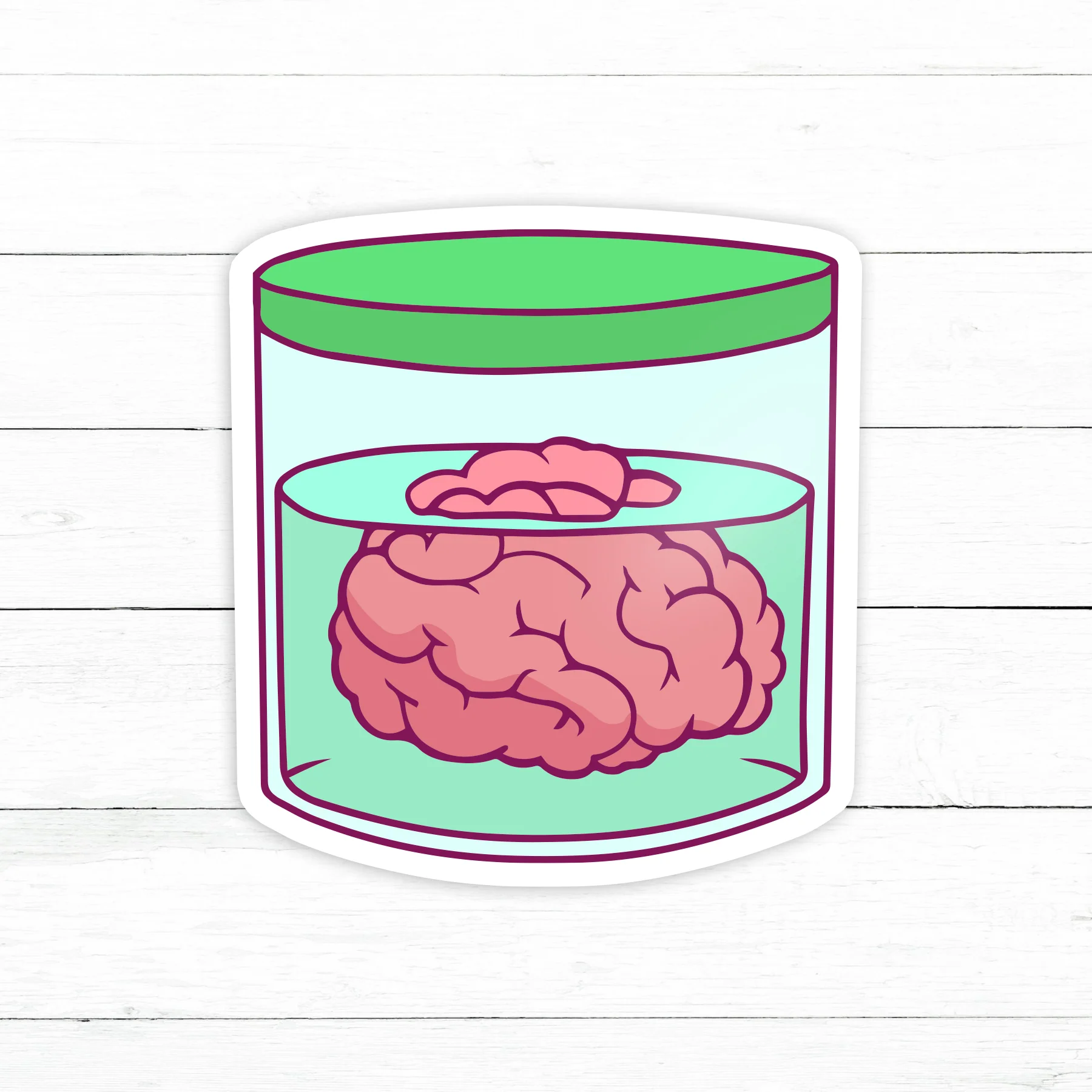 Brain in Jar Sticker | Waterproof Vinyl Decal | 3in