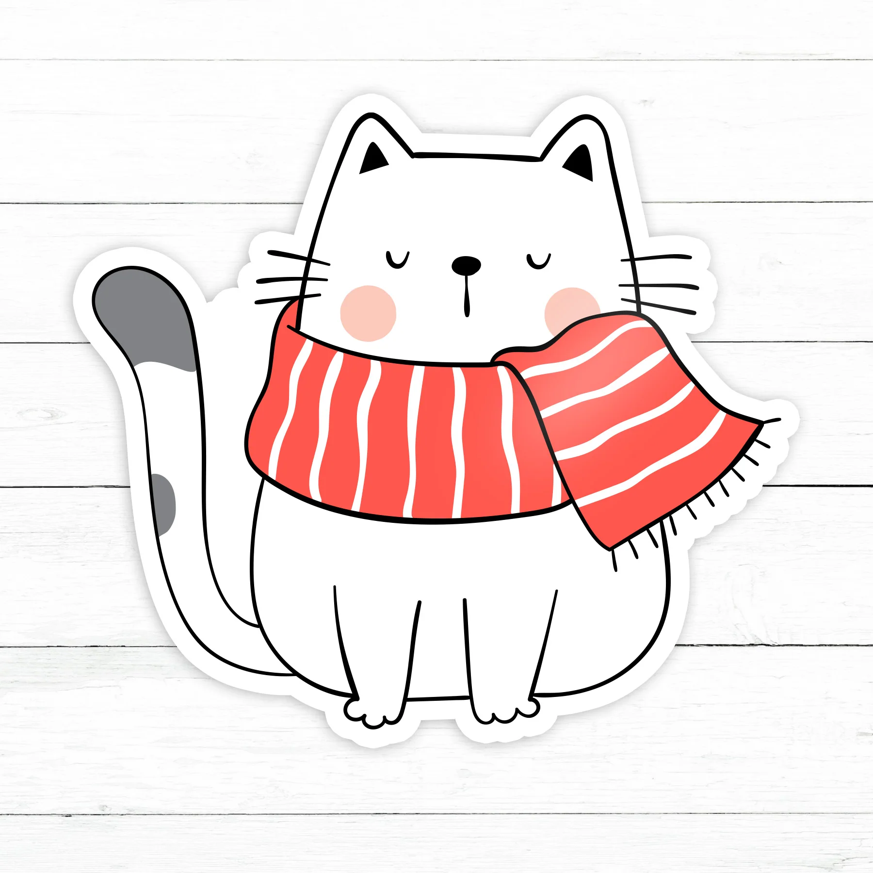 Christmas Cat Sticker | Waterproof Vinyl Decal | 3in