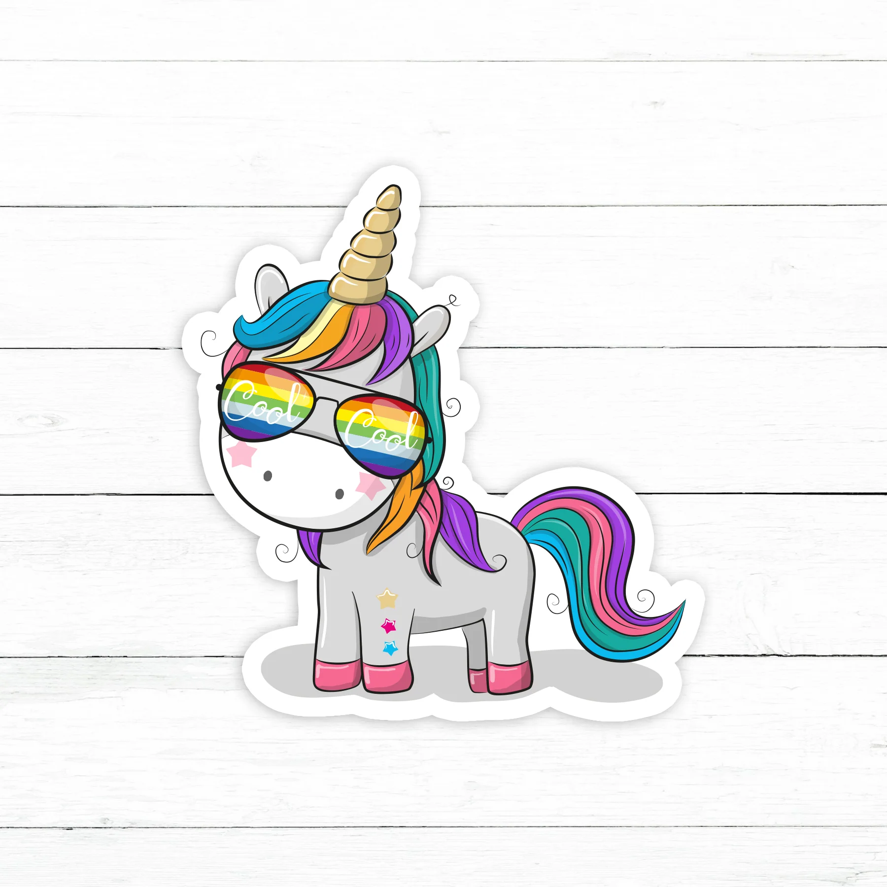 Cool Unicorn Sticker | Waterproof Vinyl Decal | 3in