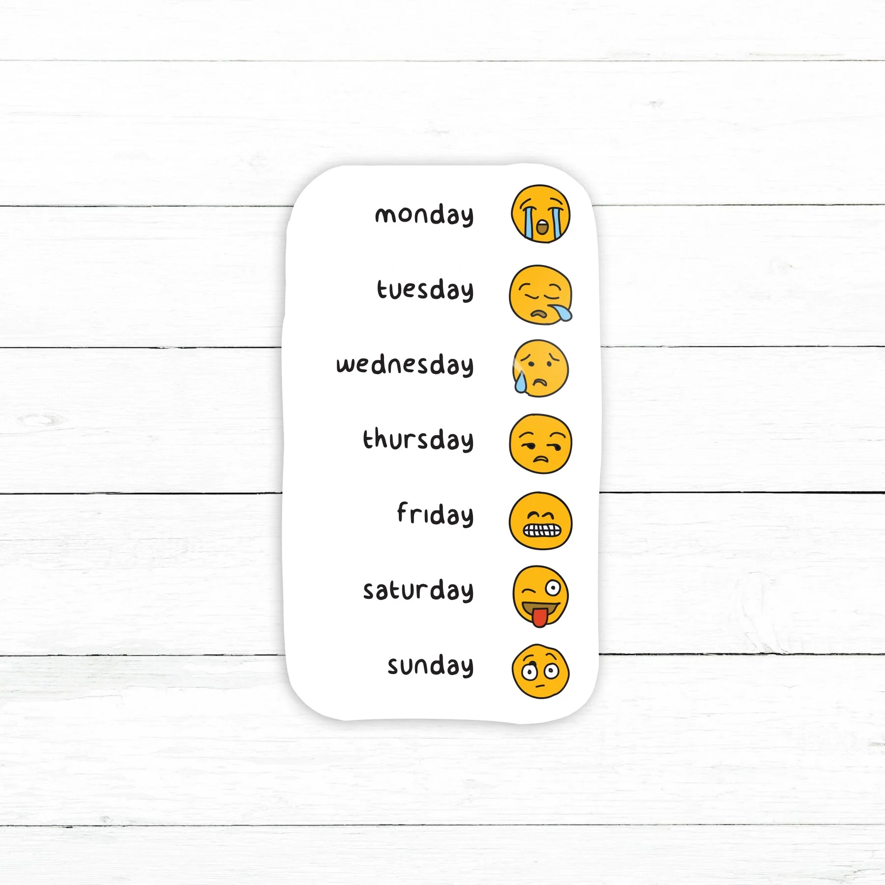 Days of the Week Emoji Sticker | Waterproof Vinyl Decal | 3in