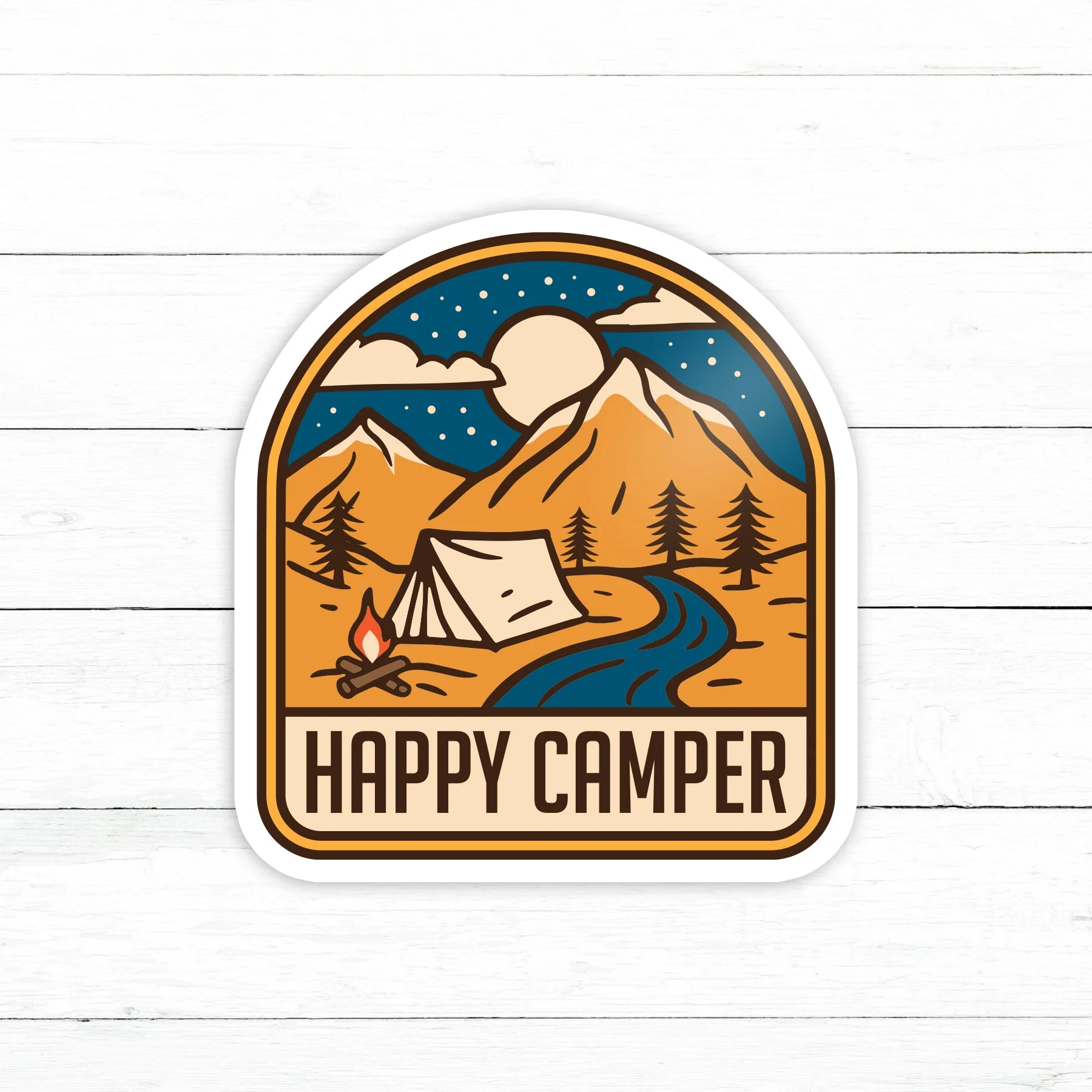 Happy Camper Sticker Decal | Waterproof Vinyl | 3in