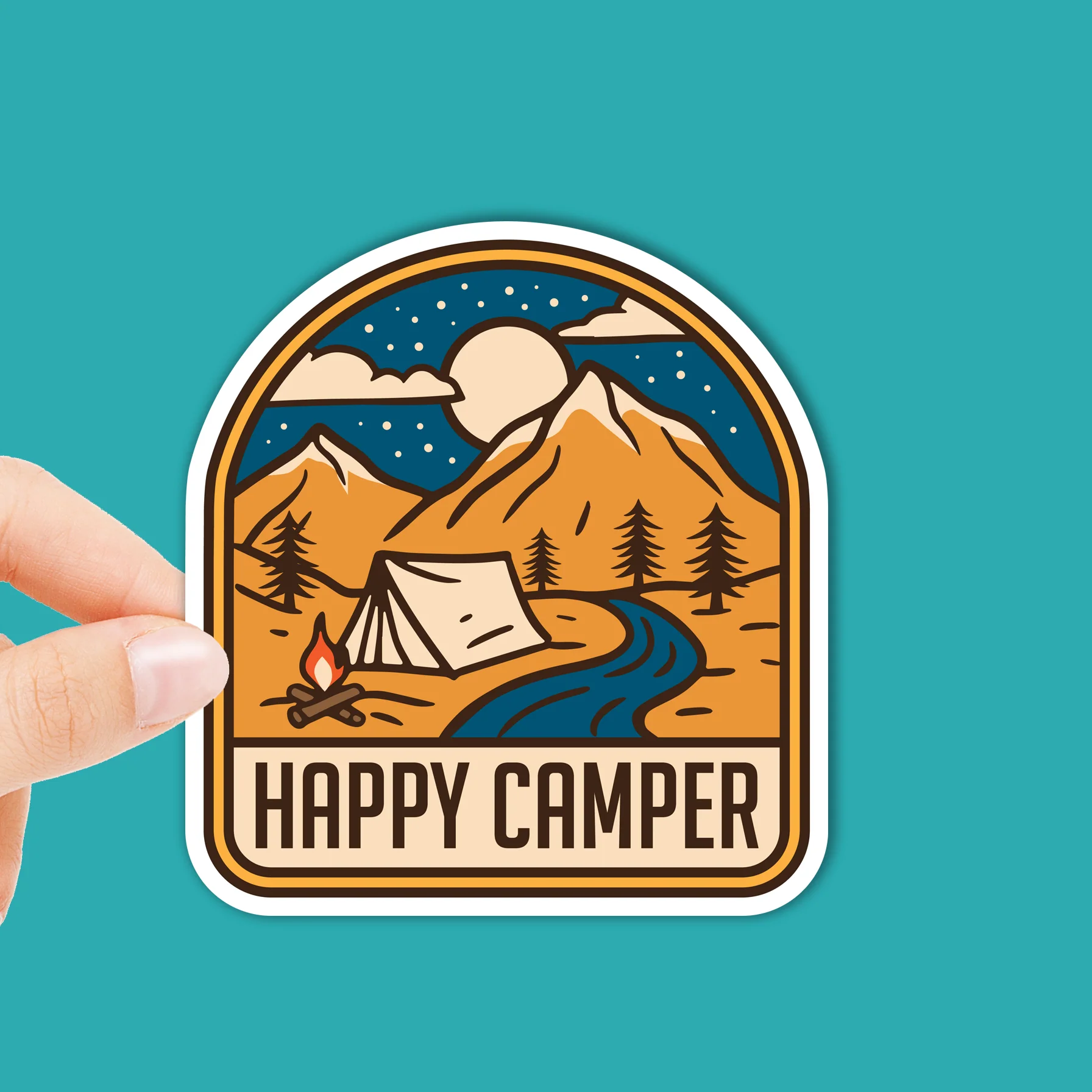 Happy Camper Sticker Decal | Waterproof Vinyl | 3in - Image 2