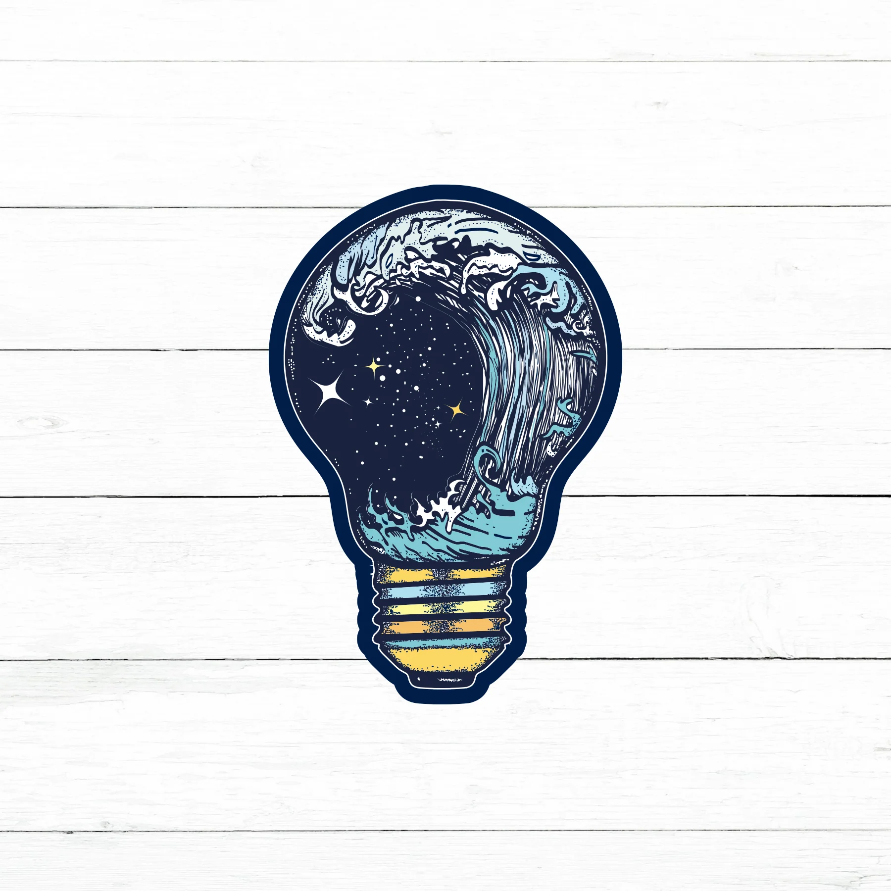 Lightbulb Wave Sticker | Waterproof Vinyl Decal | 3in