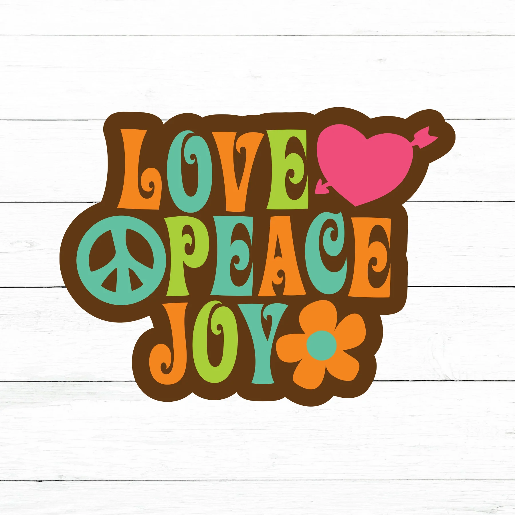 Love Peace Joy Sticker | Waterproof Vinyl Decal | 3in