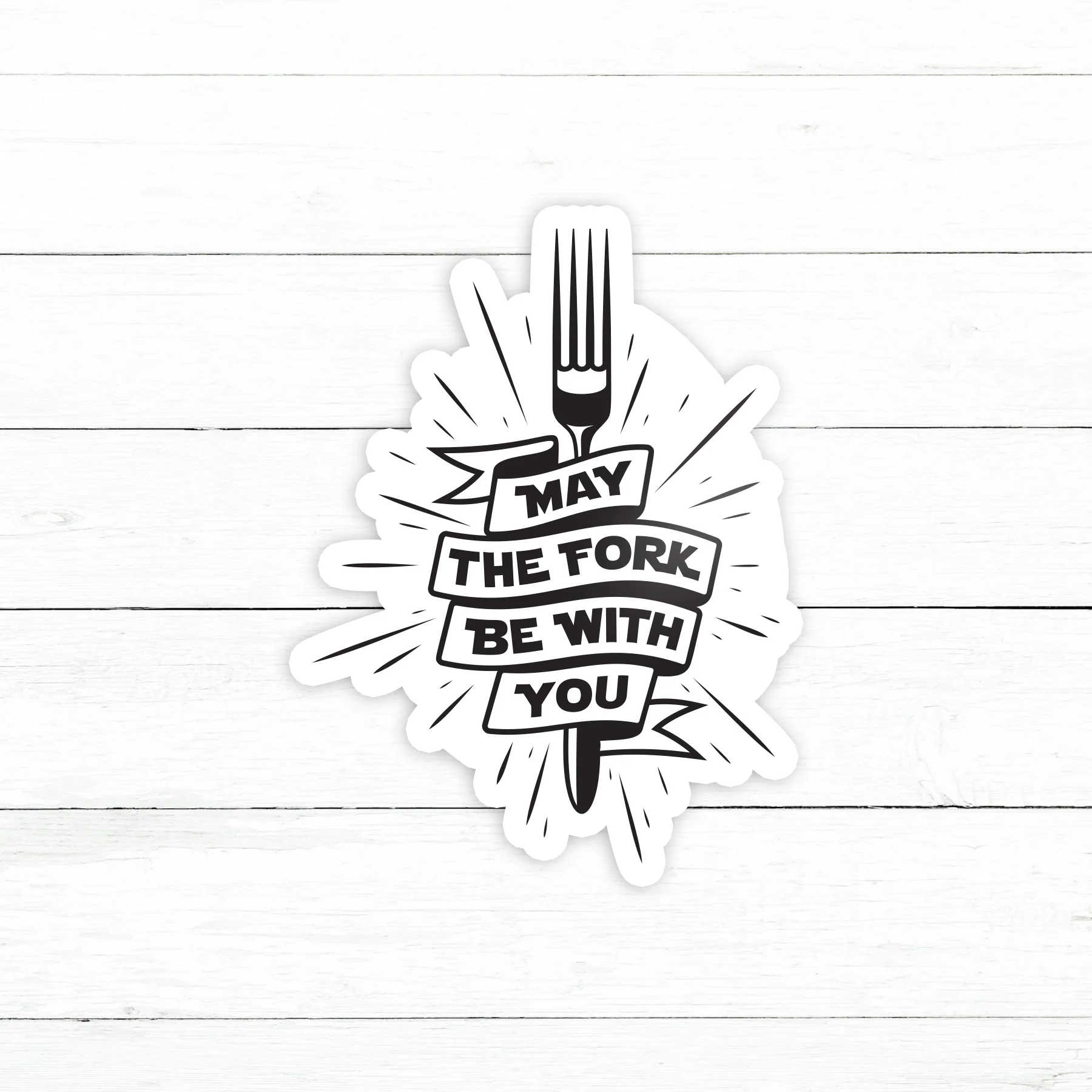 May the Fork Be With You Sticker | Waterproof Vinyl Decal | 3in