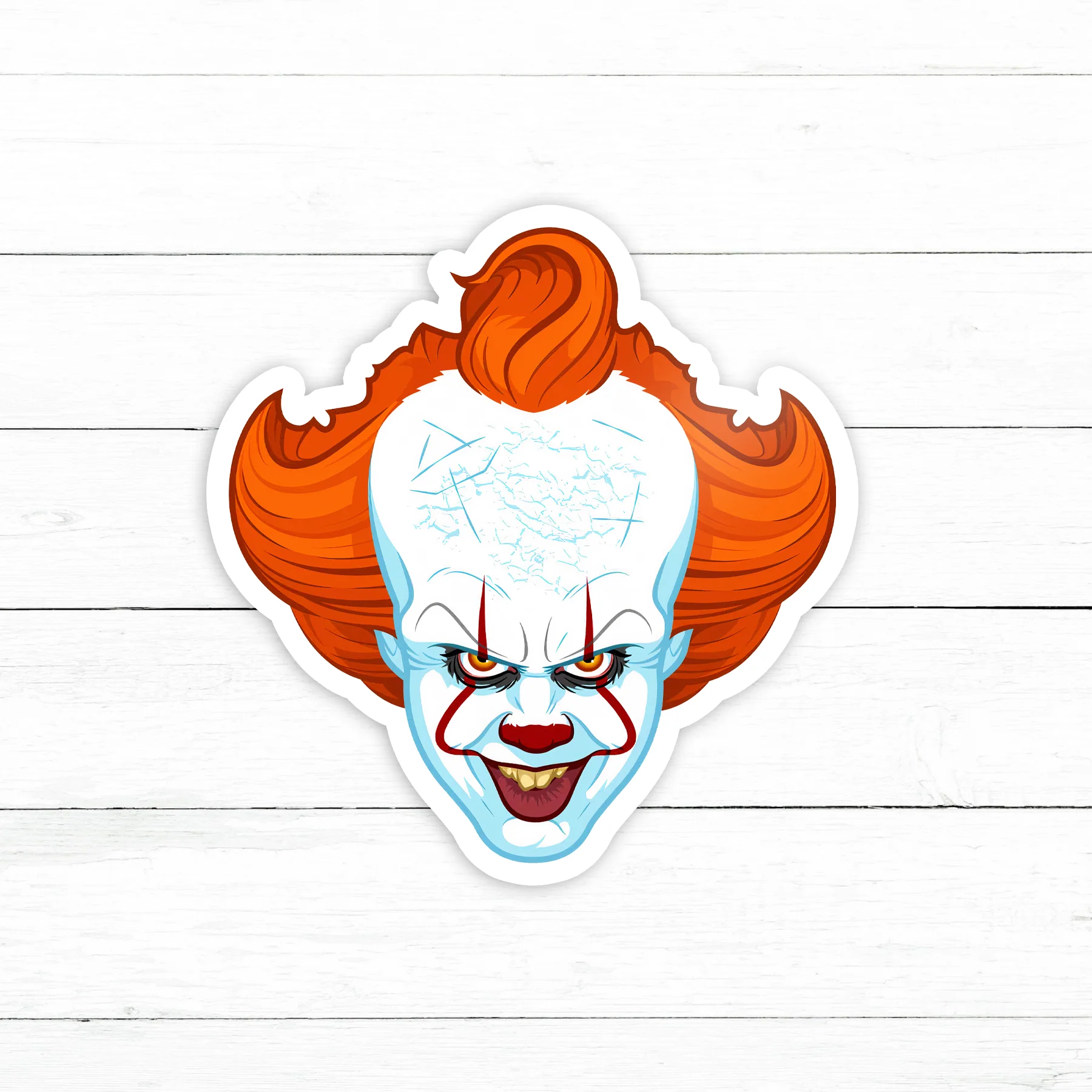 Pennywise Face Sticker It | Waterproof Vinyl Decal | 3in