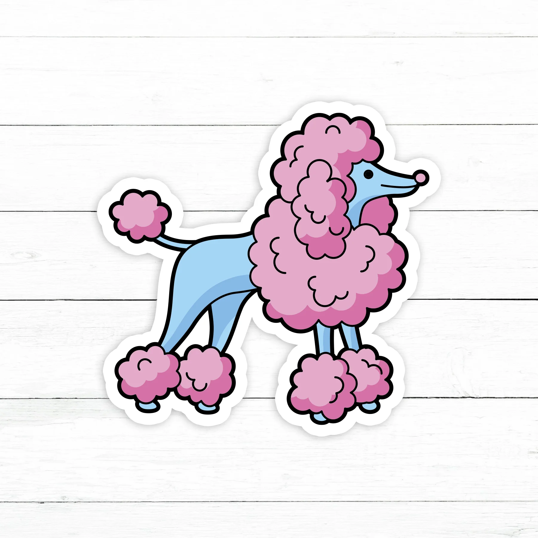 Pink Poodle Sticker | Waterproof Vinyl Decal | 3in