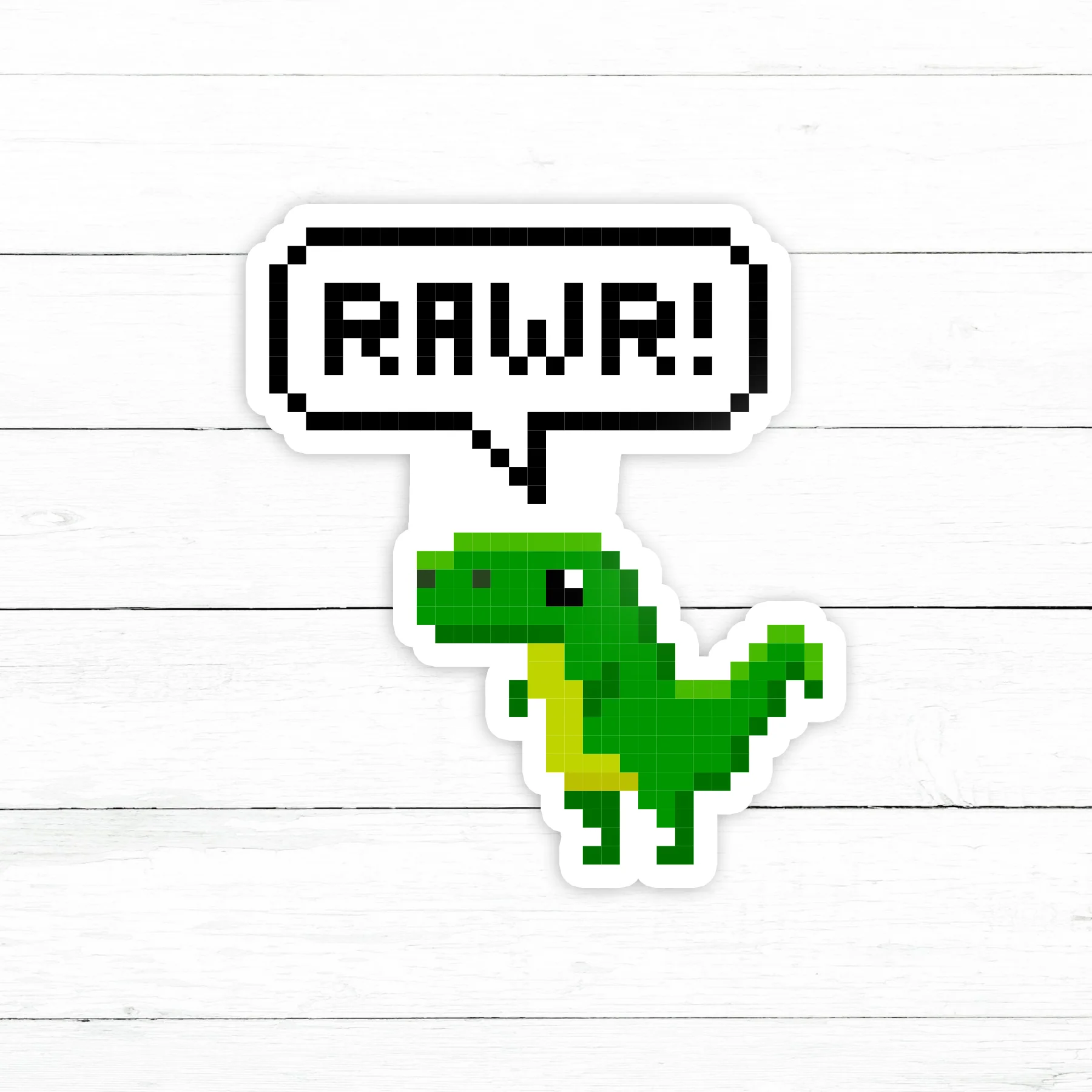 Pixel Dinosaur Sticker | Waterproof Vinyl Decal | 3in