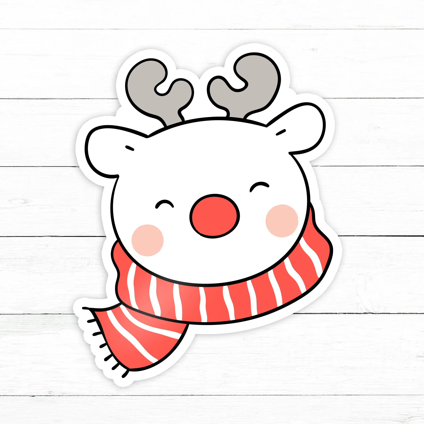Reindeer in Scarf Sticker | Waterproof Vinyl Decal | 3in