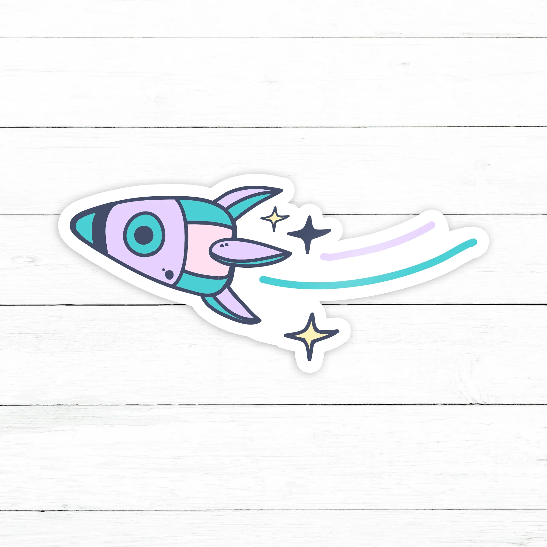 Rocket Ship Sticker | Waterproof Vinyl Decal | 3in