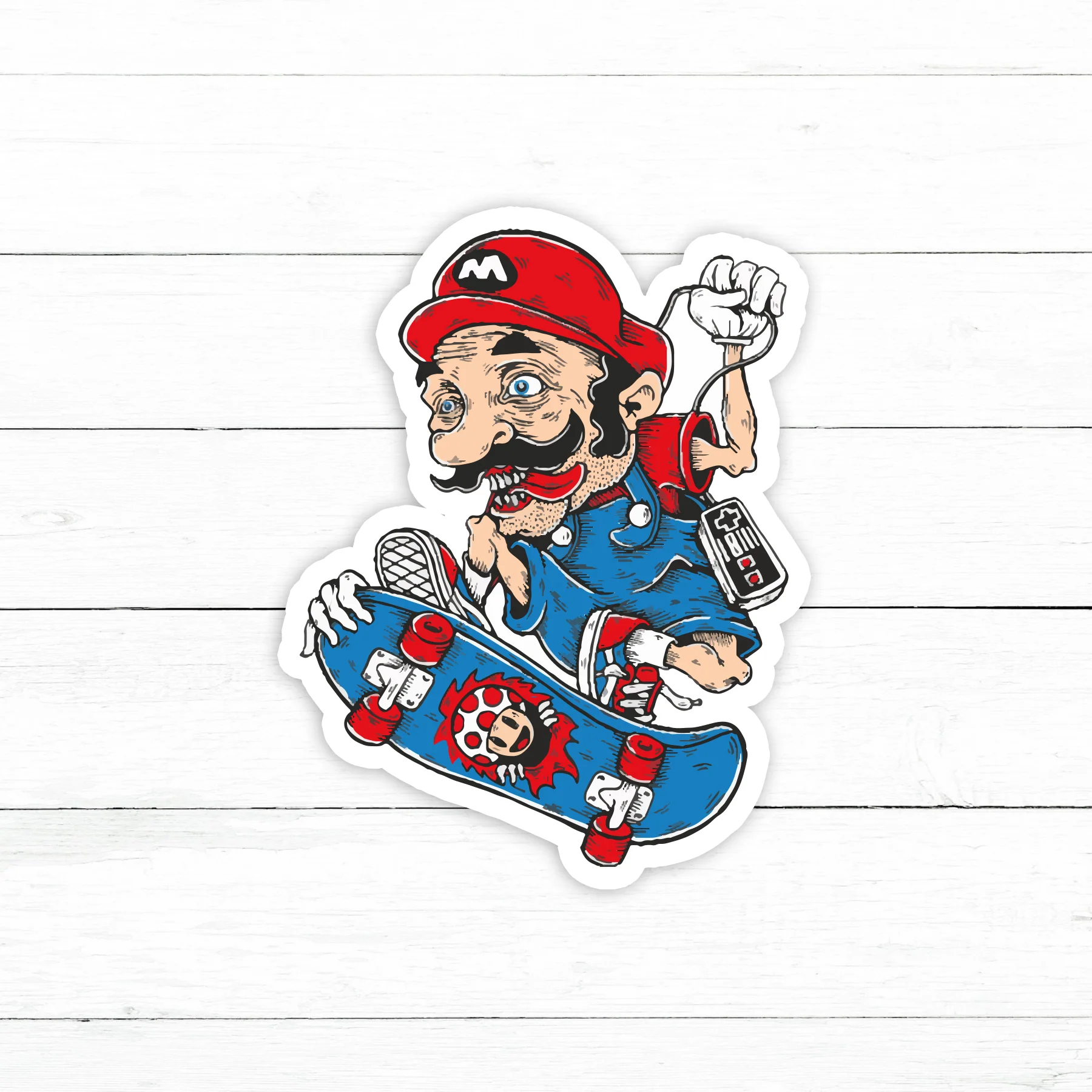 Skater Mario Sticker | Waterproof Vinyl Decal | 3in